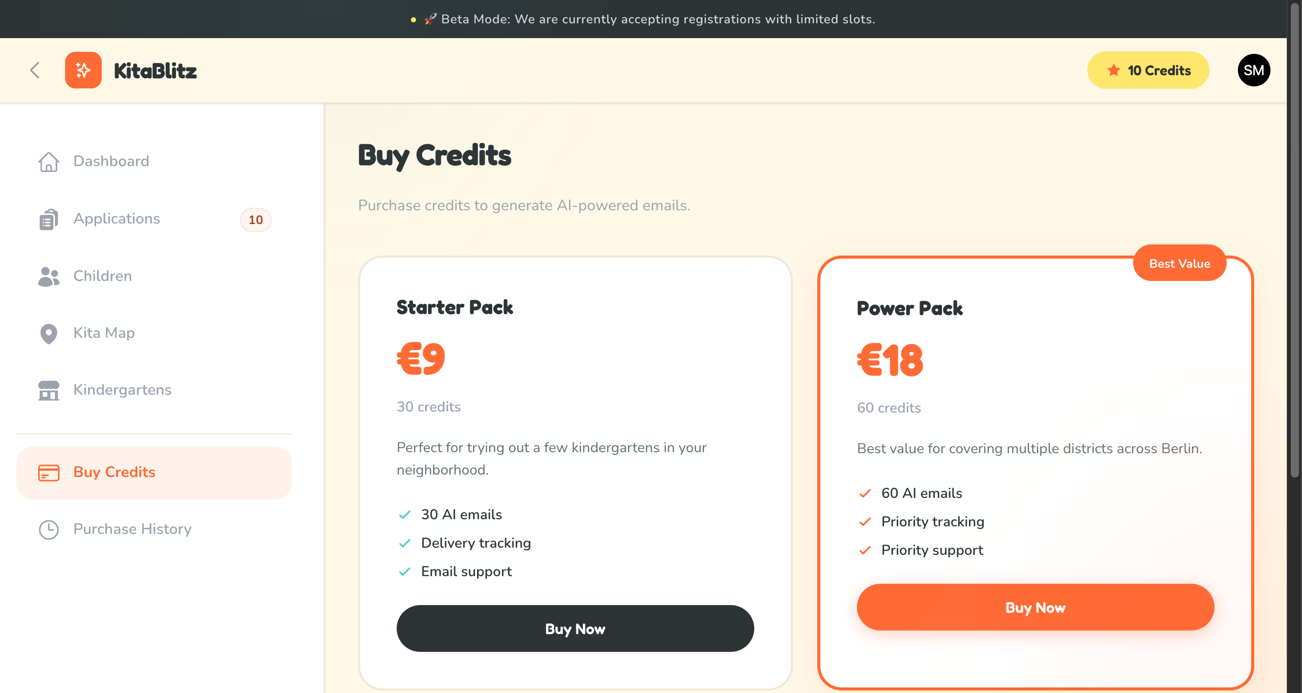 Verfügbare Credit-Pakete zum Kauf