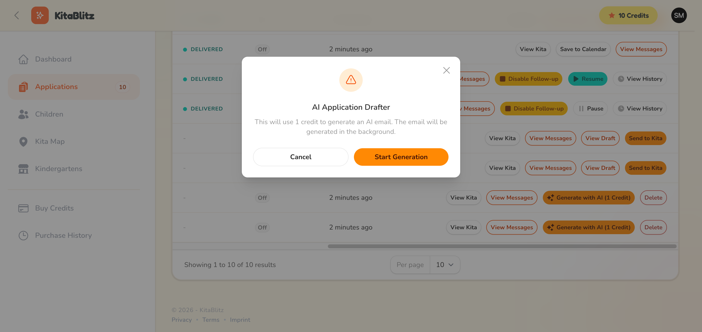 KI-E-Mail-Generierung Bestätigungsdialog